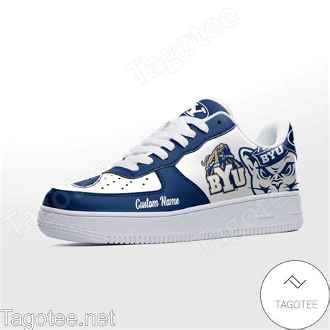 BYU Cougars Mascot Logo NCAA Custom Name Air Force Shoes - Tagotee