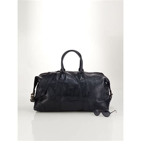 Polo ralph lauren Leather Duffel Bag in Black for Men | Lyst