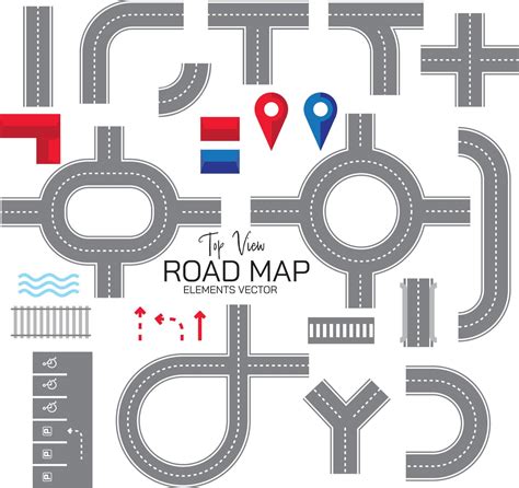 Road map design elements vector set 17373164 Vector Art at Vecteezy