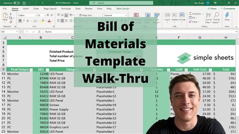 Build Of Materials Excel Template