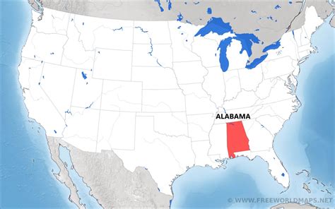 Where is Alabama located on the map?