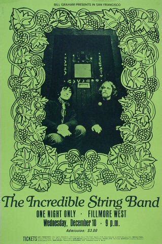 The Incredible String Band Vintage Concert Poster from Fillmore West, Dec 10, 1969 at Wolfgang's