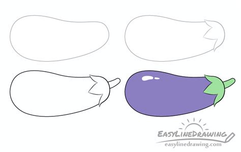 How to Draw an Eggplant Step by Step - EasyLineDrawing