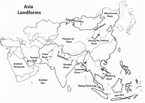 Outline Map Of Asia With Country Names