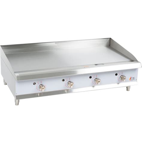 Cooking Performance Group G48T 48" Gas Countertop Griddle with Thermostatic Controls - 120,000 BTU