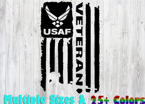 USAF Air Force Veteran Flag ., 25+ colors - multiple sizes, sticker decal . | Air force veteran ...