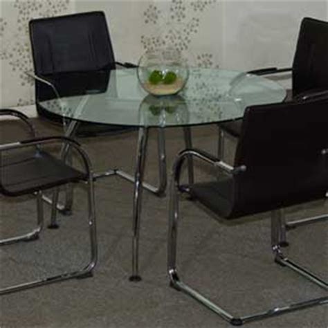 Round Glass Conference Table with Chairs Set, Glass Office Table