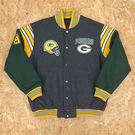 Vintage Mens GREEN BAY PACKERS Reversible Varsity... - Depop