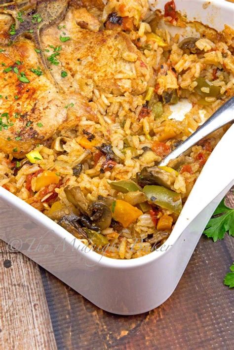 Pork chops bake right on top of this super-star vegetable rice side ...