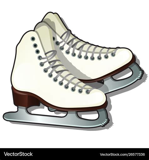 Pair white ice skates isolated on white Royalty Free Vector