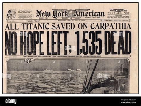 Titanic historic vintage archive newspaper headlines hi-res stock ...