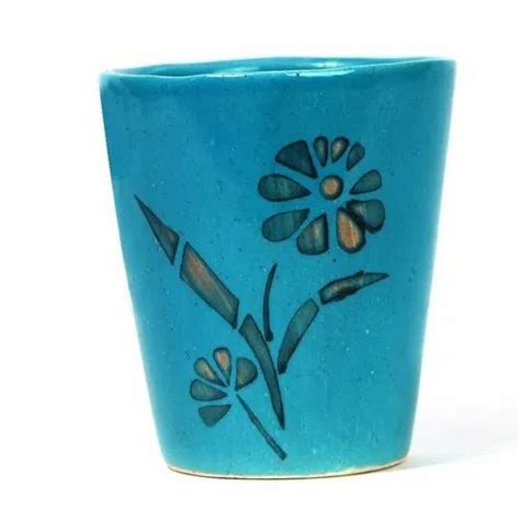 Floral Print Blue Ceramic Flower Pot, For Indoor, Size: 5 Inch (dia) at Rs 85 in New Delhi