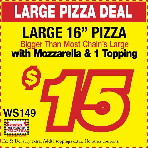 Pizza Coupons Rochester NY | Salvatore's Pizzeria