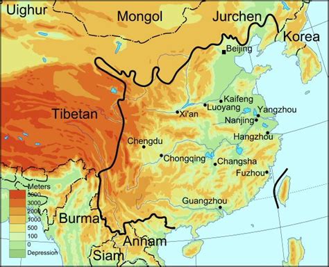 A map of Ming dynasty China, showing the surrounding kingdoms and ...