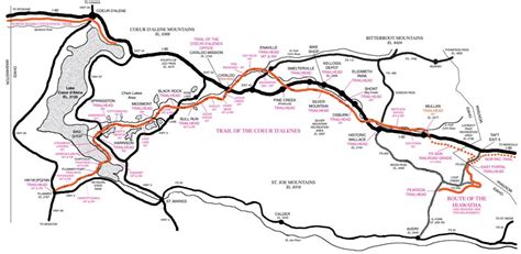 Trail of the Coeur d'Alenes map - all 72 miles are paved and maintained ...