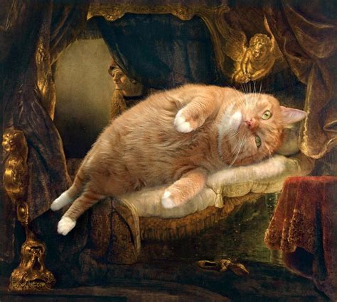 Rembrandt, Danae - FatCatArt | Cat art, Ginger cat art, Fat cats