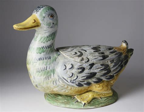 Bonwit Teller Italian Porcelain Duck - Hand Painted Italian Ceramic Duck Tureen - Rafael Osona ...