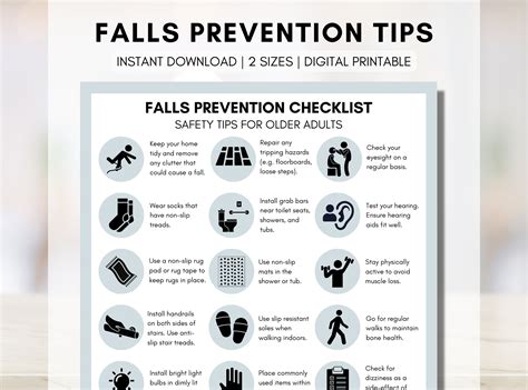 Falls Prevention Checklist, Falls Injury Tip Sheet, Seniors Health Education, Older Adult ...