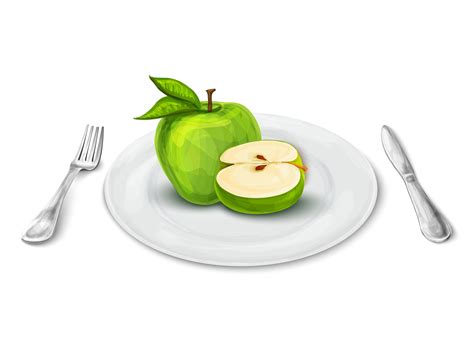 Apple on plate 454049 Vector Art at Vecteezy