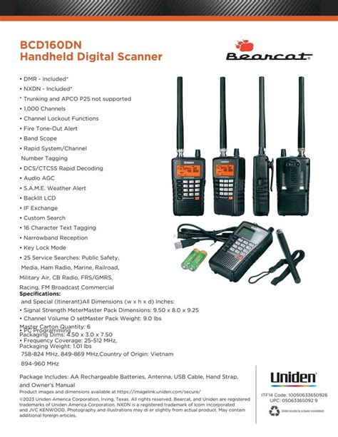 BCD160DN Police Scanner | Uniden Digital Handheld Scanner