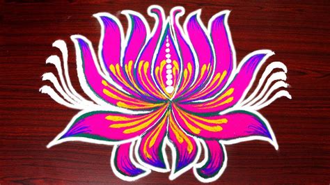 freehand lotus kolam design - simple lotus rangoli designs - sankranthi special rangoli - YouTube