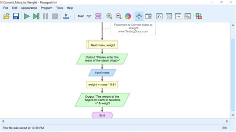 Convert Mass to Weight Flowchart - TestingDocs.com