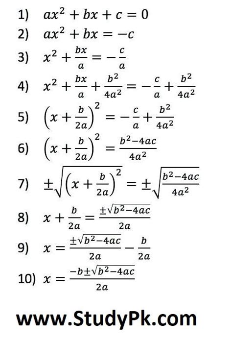 Math: Complete the Square to derive the Quadratic Formula - StudyPK