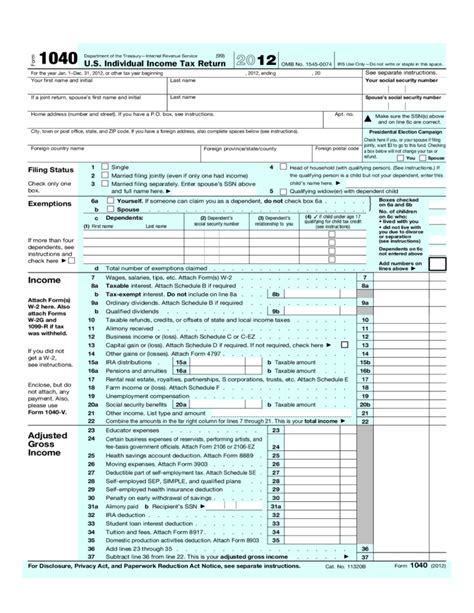 Income Tax Form - U.S. Free Download