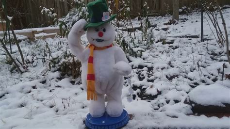 Gemmy Snowflake Spinning Frosty The Snowman demo outside - YouTube