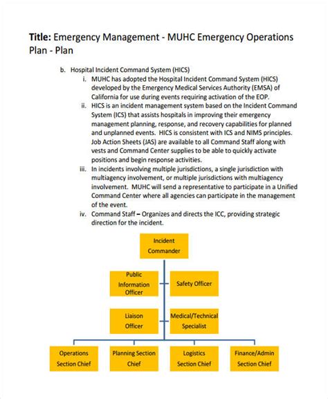 Emergency Operations Plan Template