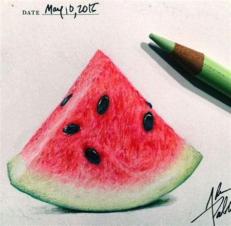 water melon color pencil drawing by adampadilla http://webneel.com/25-beautiful-color-pencil ...