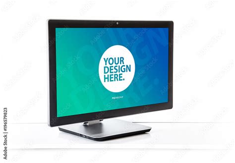 Desktop Computer Mockup on White Background Stock Template | Adobe Stock