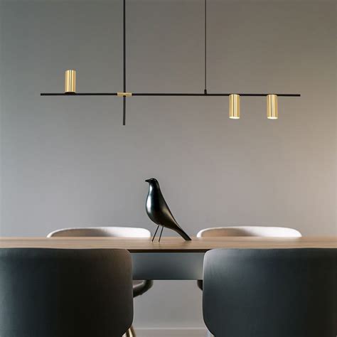 Mid Century Modern 3/9 Light Suspension Chandelier in Black and Gold for Foyer Living Room or Di ...