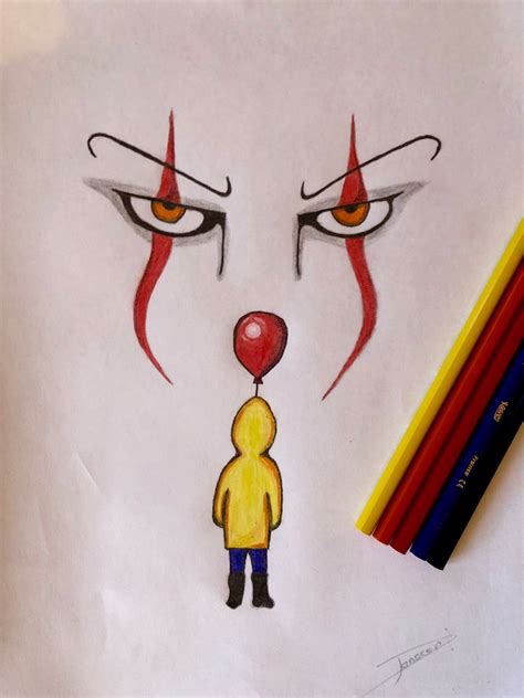 #IT #sketch #drawing #pennywise #georgie #balloon #movie #horror #tutorial #pencil #color ...