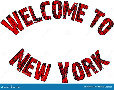 Welcome To New York Text Sign Stock Vector - Illustration of building ...