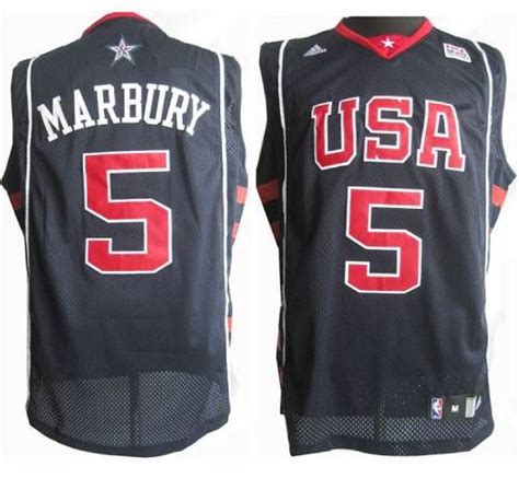 Team USA #5 Stephon Marbury Dark Blue Summer Olympics Embroidered NBA Jersey! Only $20.50USD ...