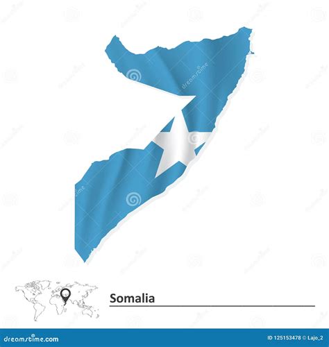 Map of Somalia with flag stock vector. Illustration of blue - 125153478