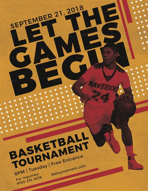 Basketball Tournament Flyer Design Template in PSD, Word, Publisher ...