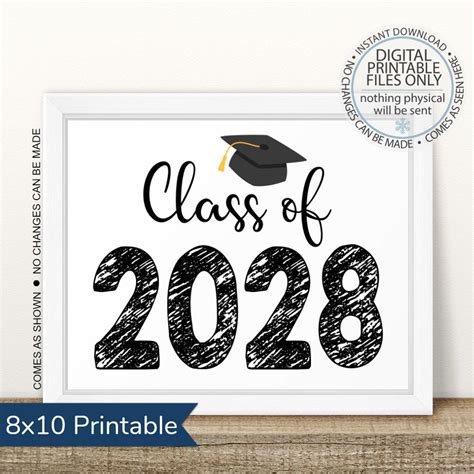 Printable Class of 2028 Graduation Sign Senior Pictures Photo - Etsy