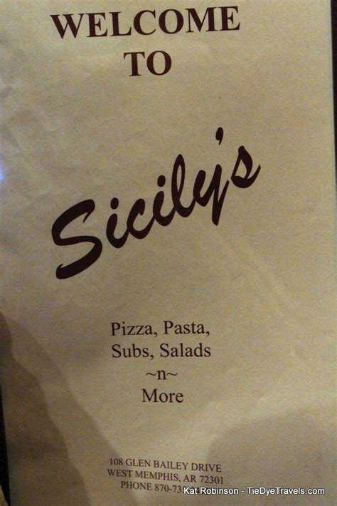 Menu at Sicily's restaurant, West Memphis