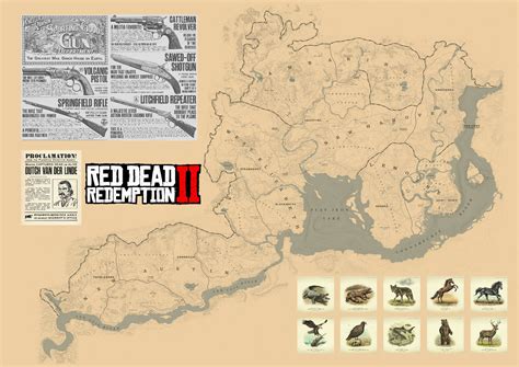 Red Dead Redemption 2, World/5 States Map, High Quality, A3/A2/A1 ...