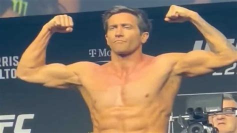 Watch: Jake Gyllenhaal stuns with his shredded body at UFC 285 weigh in for a scene from Road House