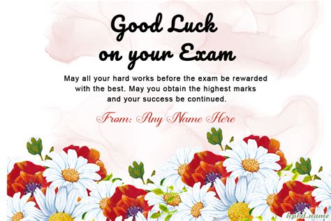 Good Luck on Your Exam Cards With Name Edit