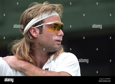 Wimbledon 1991 Andre Agassi wearing Oakley sun glasses Stock Photo - Alamy