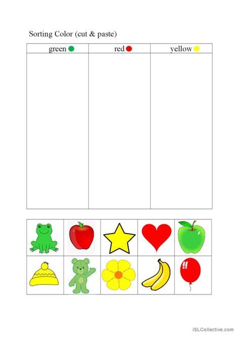 sorting Color: English ESL worksheets pdf & doc