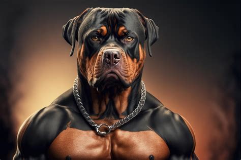 Premium Photo | A dog with a muscular body and a shirt that says rottweiler