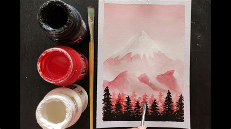 easy poster colour scenery painting ideas for beginners - YouTube