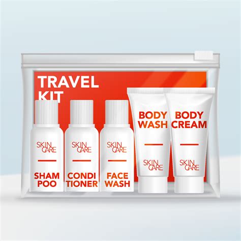 Vector Travel Mini Tubes and Bottles Toiletries Set in Clear Plastic ...