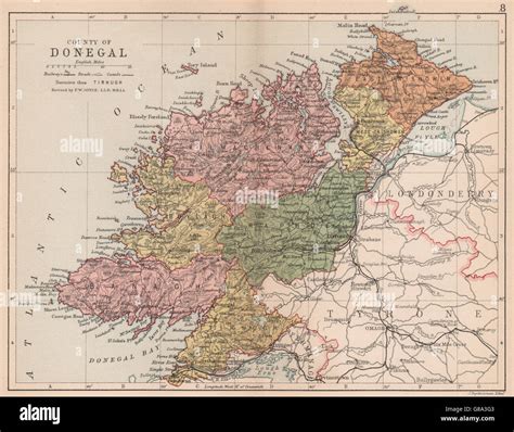 COUNTY DONEGAL: Antique county map. Ulster. Ireland. BARTHOLOMEW, 1882 Stock Photo - Alamy