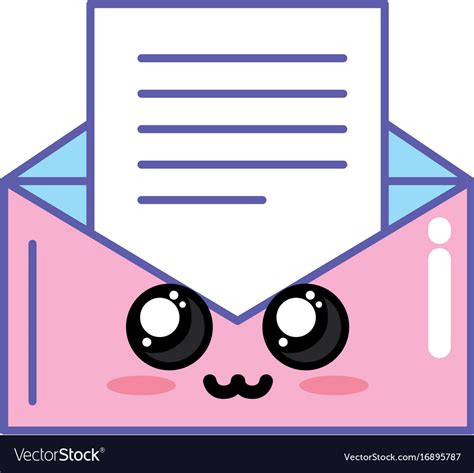 Kawaii cute tender letter card Royalty Free Vector Image